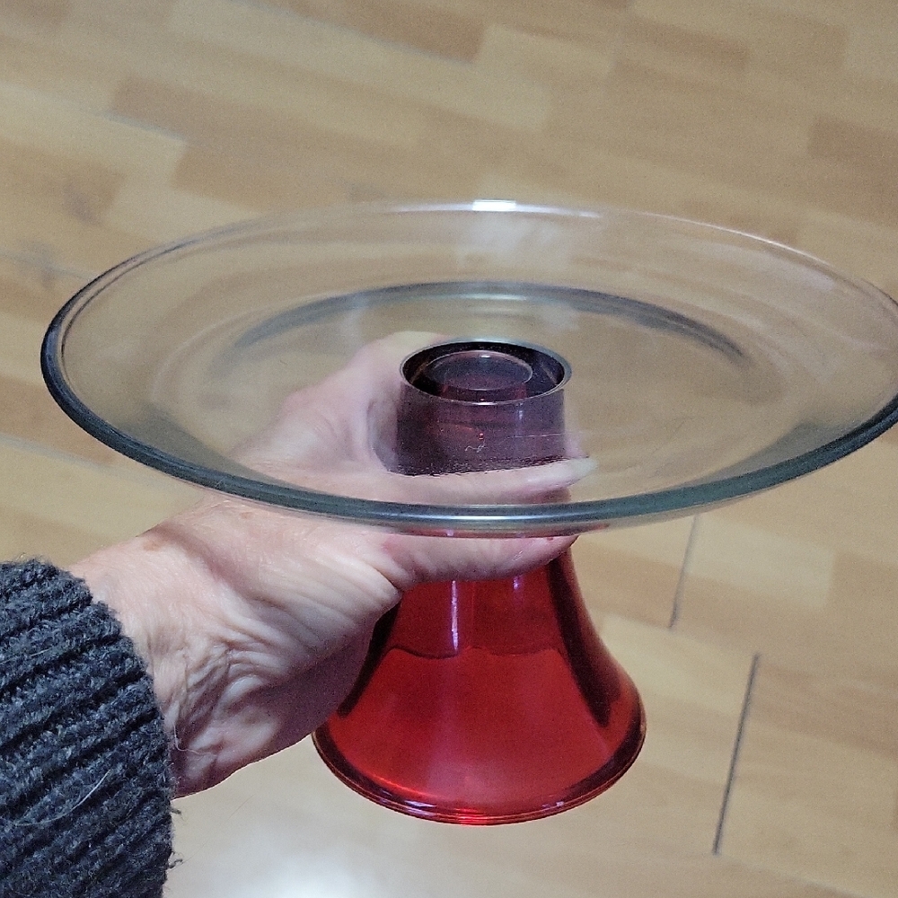 Red Glass Cake Stand